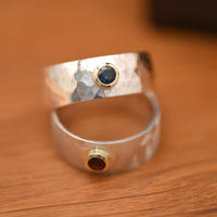 Ring Marina Handarbeit - Silber mit Goldfassung und Farbsteinen